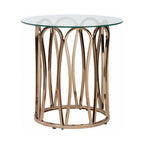 Monett Round Glass Top Side End Table Chocolate Chrome