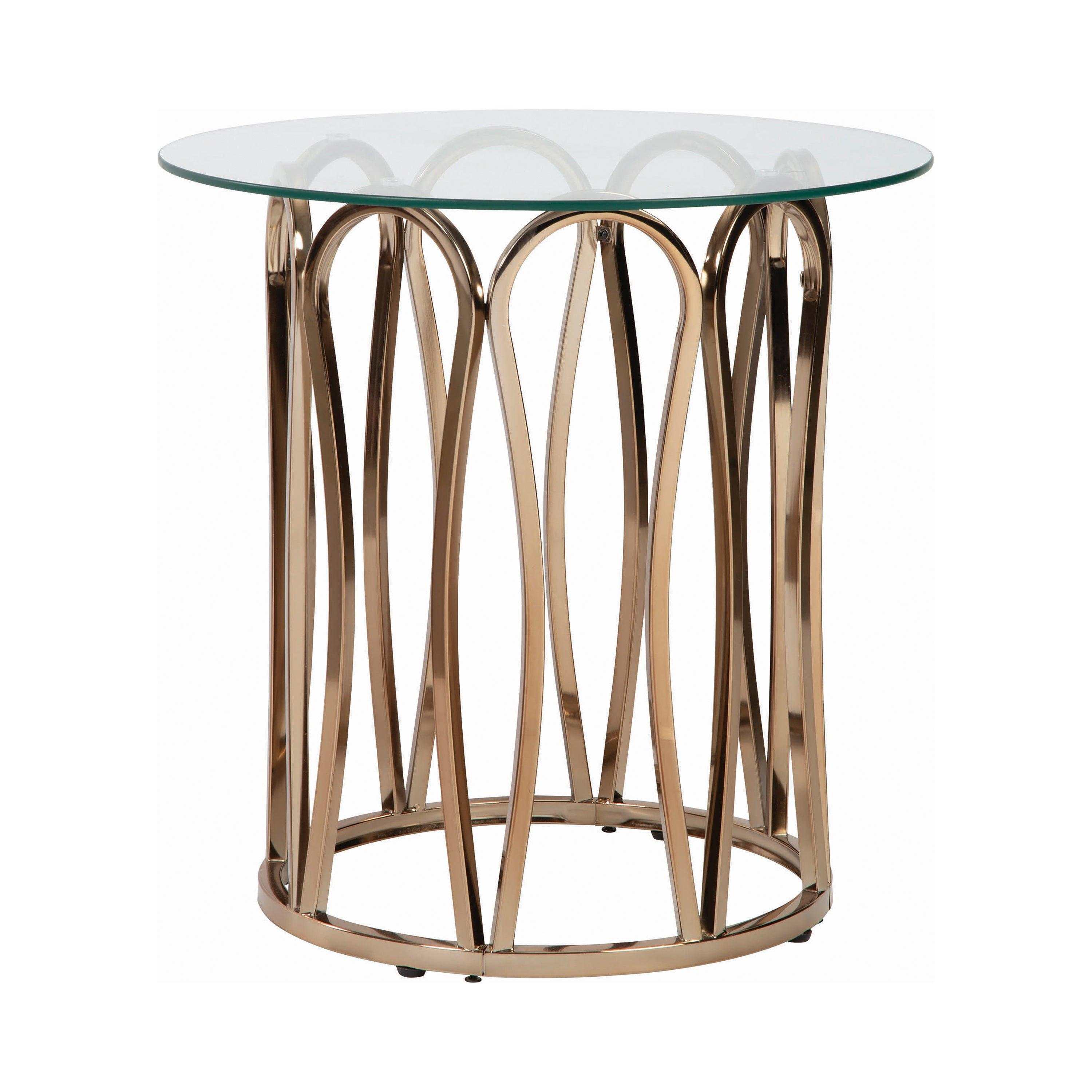 Monett Round Glass Top Side End Table Chocolate Chrome