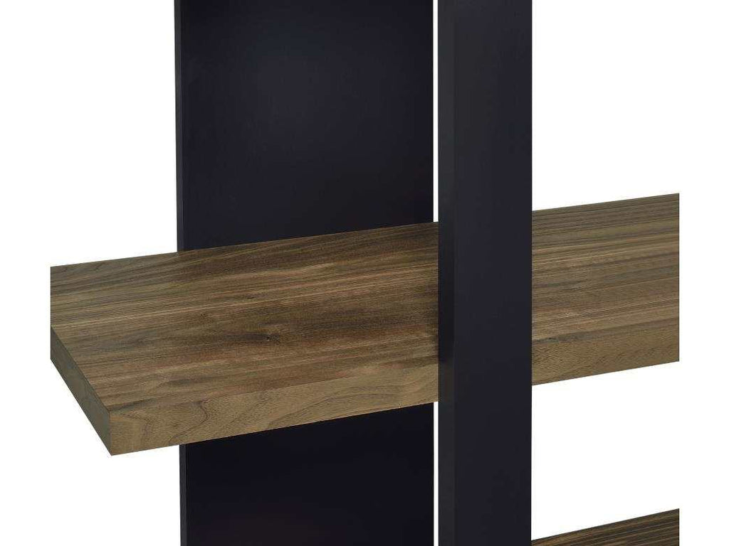 Danbrook 71-inch 4-shelf Bookshelf Black and Aged Walnut