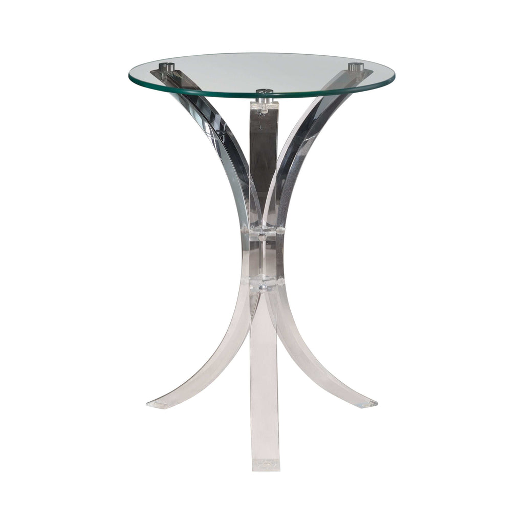 Laning Round Glass Top Acrylic Side Table Clear