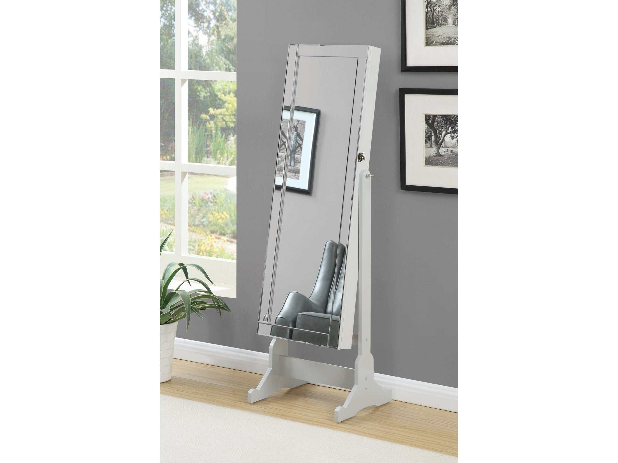 Yvonne Cheval Mirror with Jewelry Storage Dove Grey