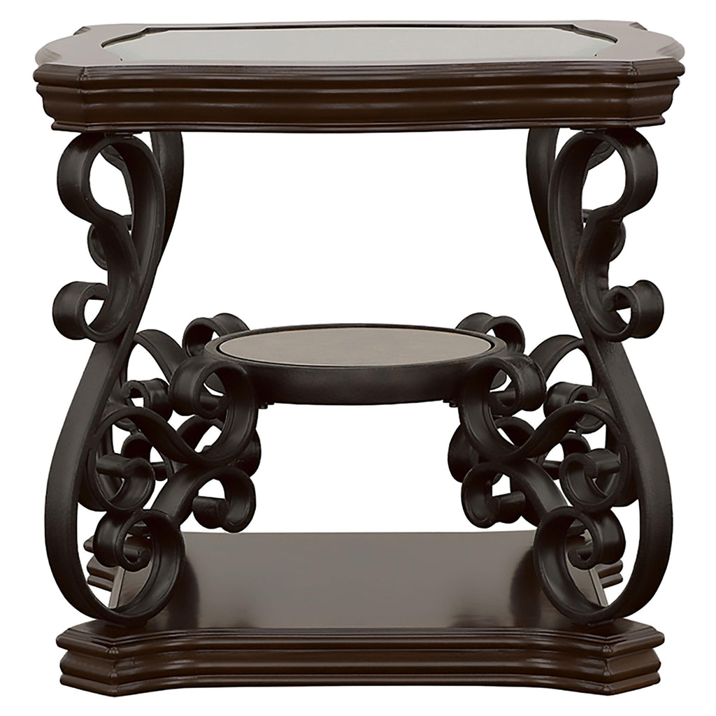 Laney 1-shelf Glass Top Rectangular Coffee Table Deep Merlot