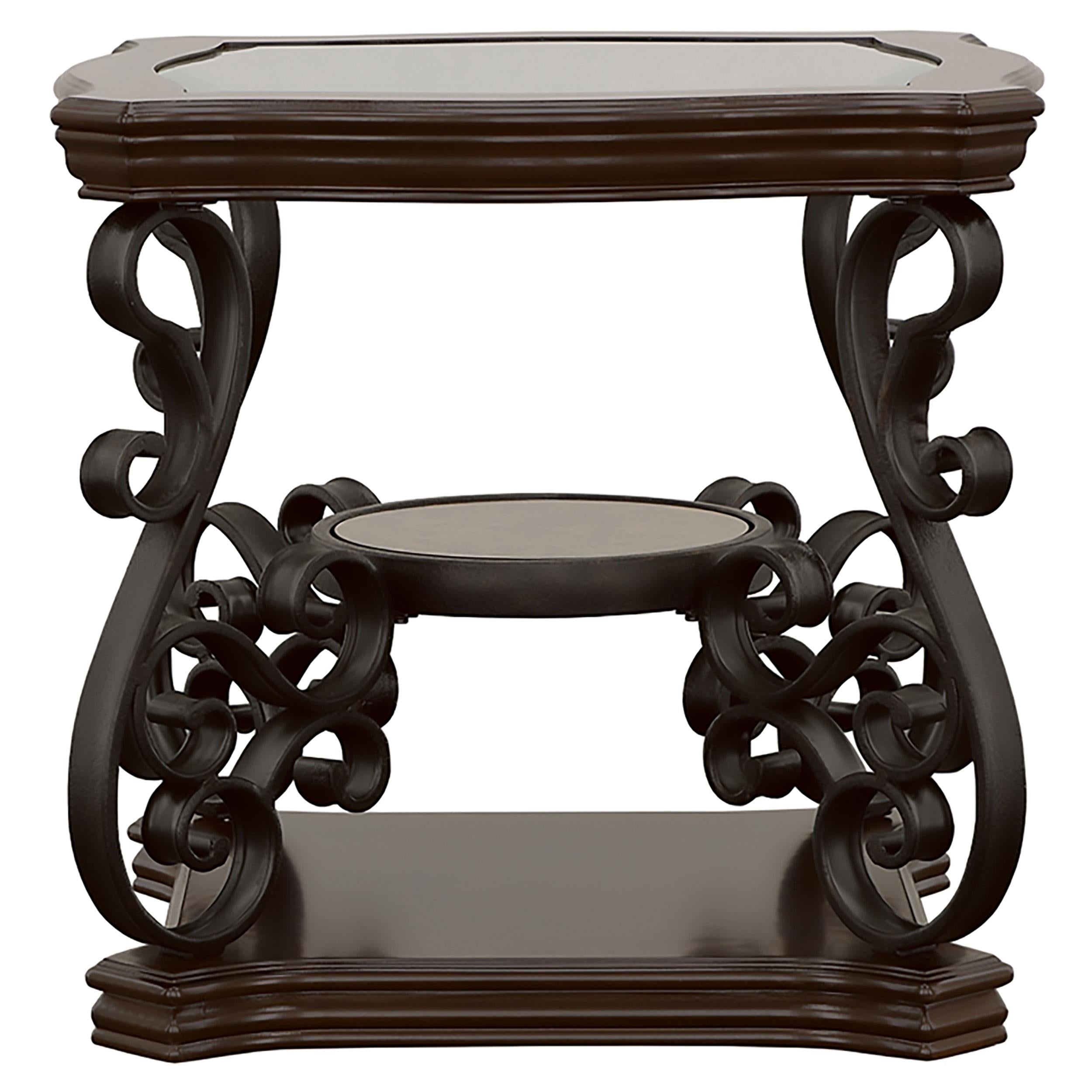 Laney 1-shelf Glass Top Rectangular Coffee Table Deep Merlot