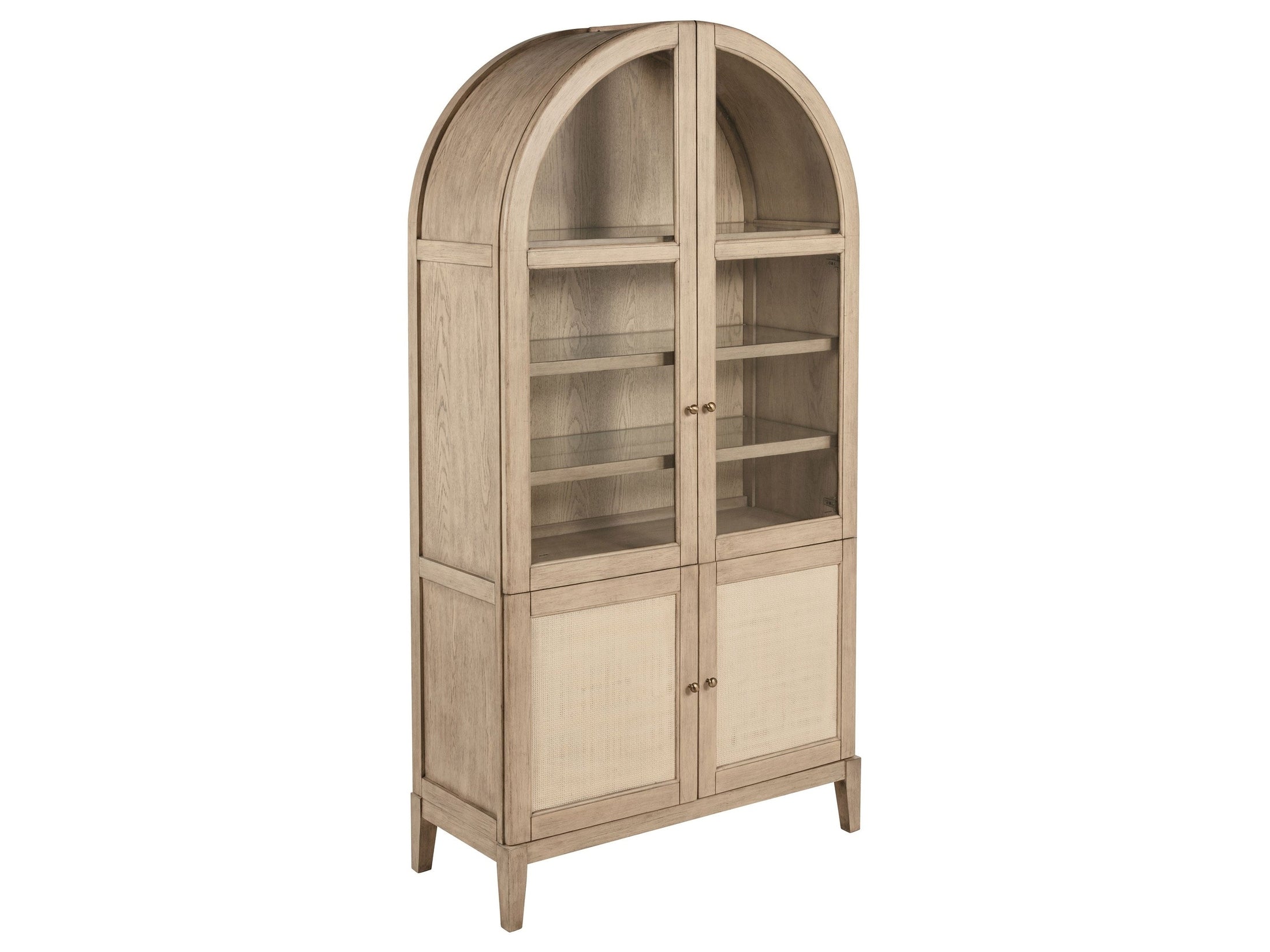 Kailani 4-Door Cane Dining Vitrine Display Cabinet Beige Oak