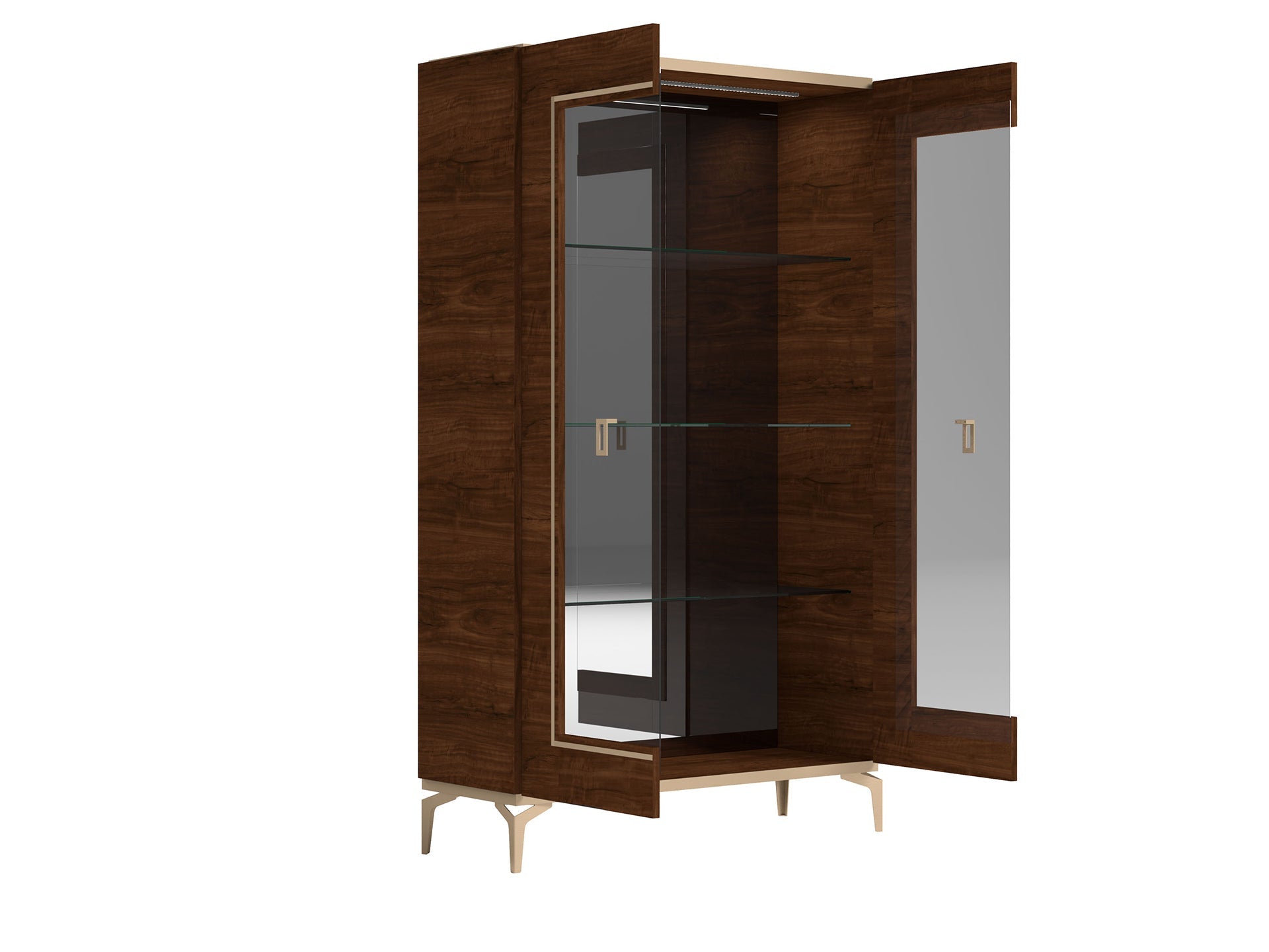 ESF Furniture - Eva 2 Door China Cabinet in Walnut - EVA2DOORCHINA