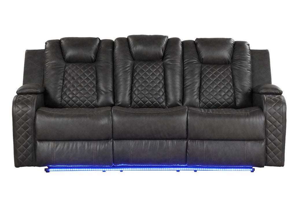 Galaxy Home Benz LED & Power Reclining Sofa in Gray