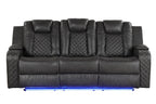 Galaxy Home Benz LED & Power Reclining Sofa in Gray