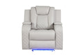 Galaxy Home Benz LED & Power Recliner Chair in Ice/ White