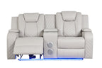 Galaxy Home Benz LED & Power Reclining Loveseat in Ice/ White