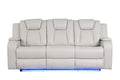 Galaxy Home Benz LED & Power Reclining Sofa in Ice/White