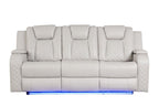 Galaxy Home Benz LED & Power Reclining Sofa in Ice/White