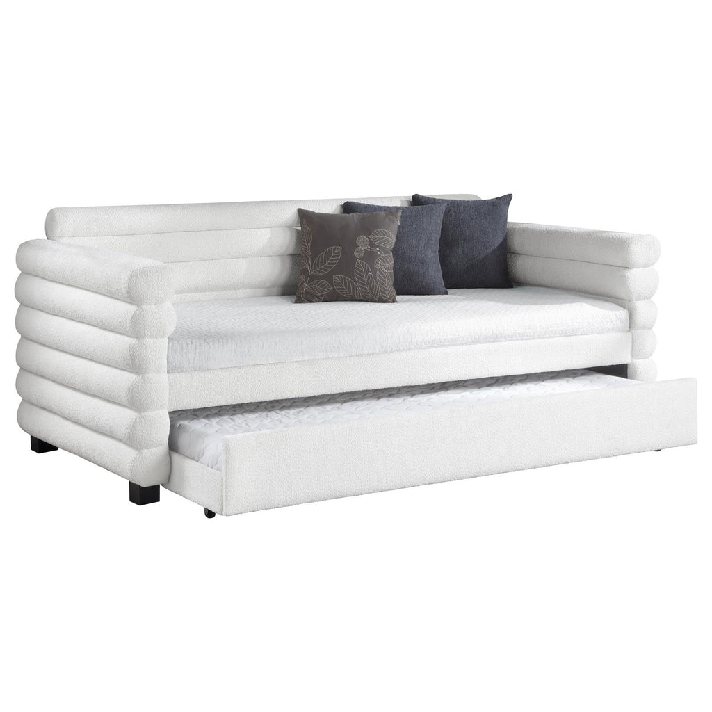 Patricia Boucle Upholstered Twin Daybed w/ Trundle