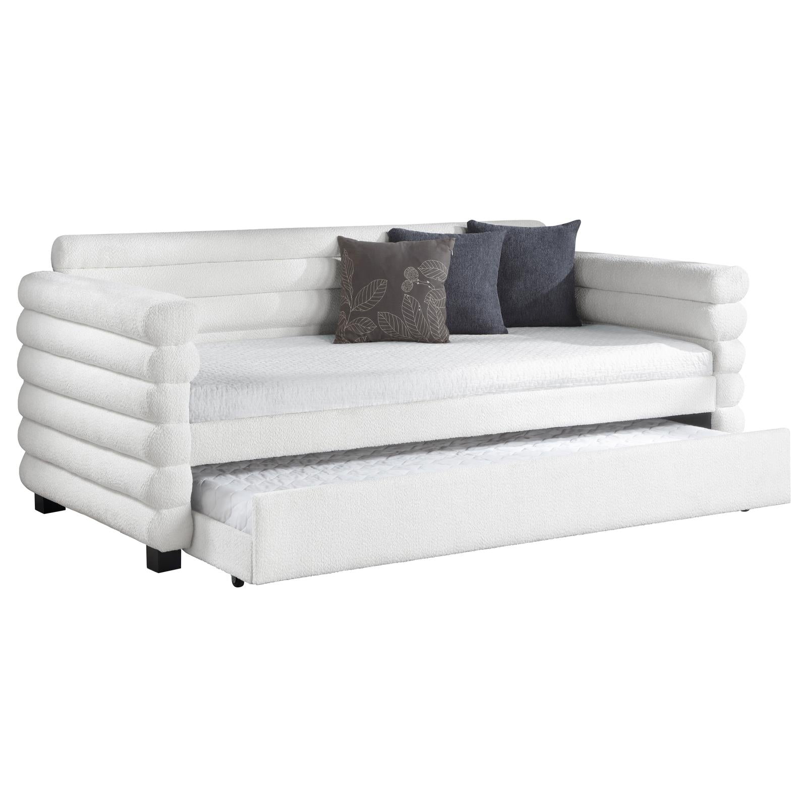 Patricia Boucle Upholstered Twin Daybed w/ Trundle