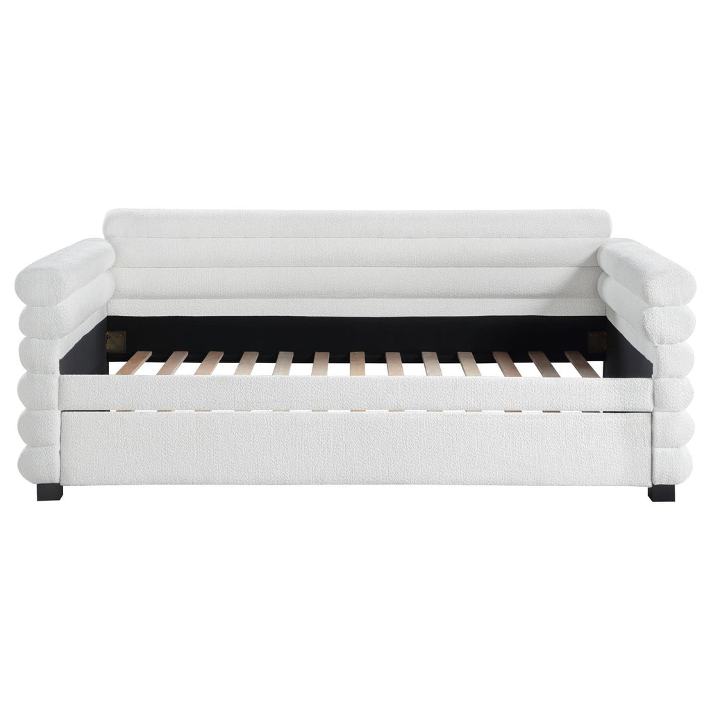 Patricia Boucle Upholstered Twin Daybed w/ Trundle