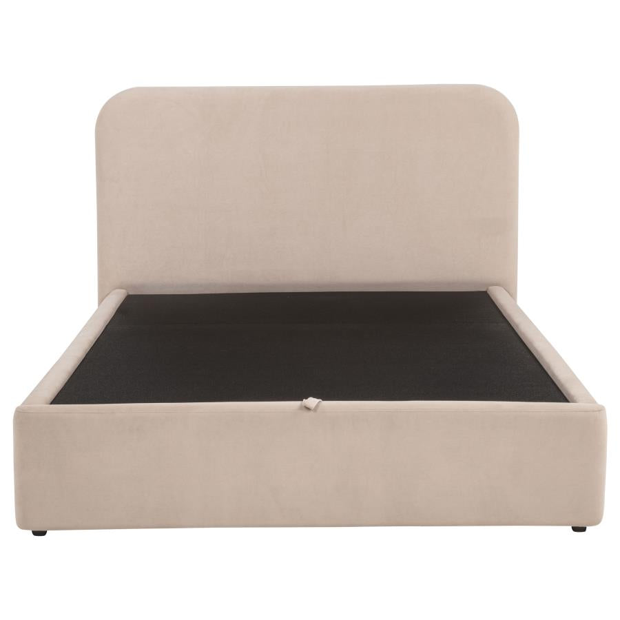 Anders Upholstered Queen Storage Lift Platform Bed Beige
