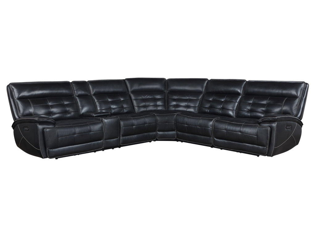 Hewitt Leather Dual Power Reclining Sectional Sofa Black