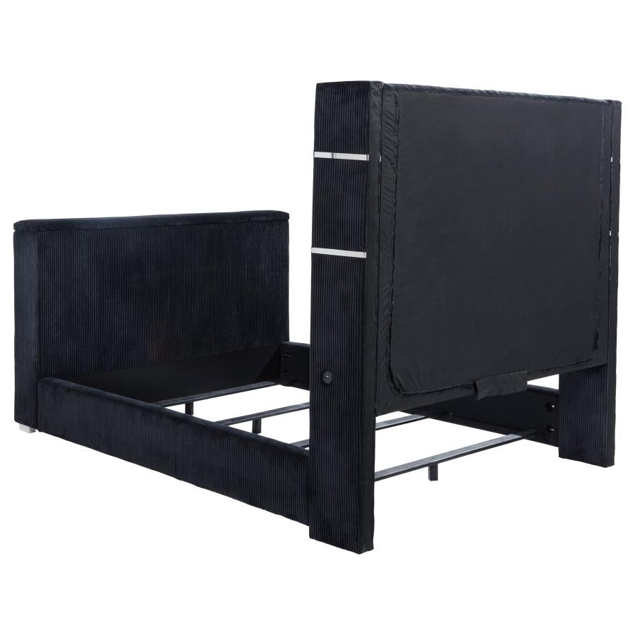 Tisdall Queen Flame Visualizer Wingback TV Bed Black