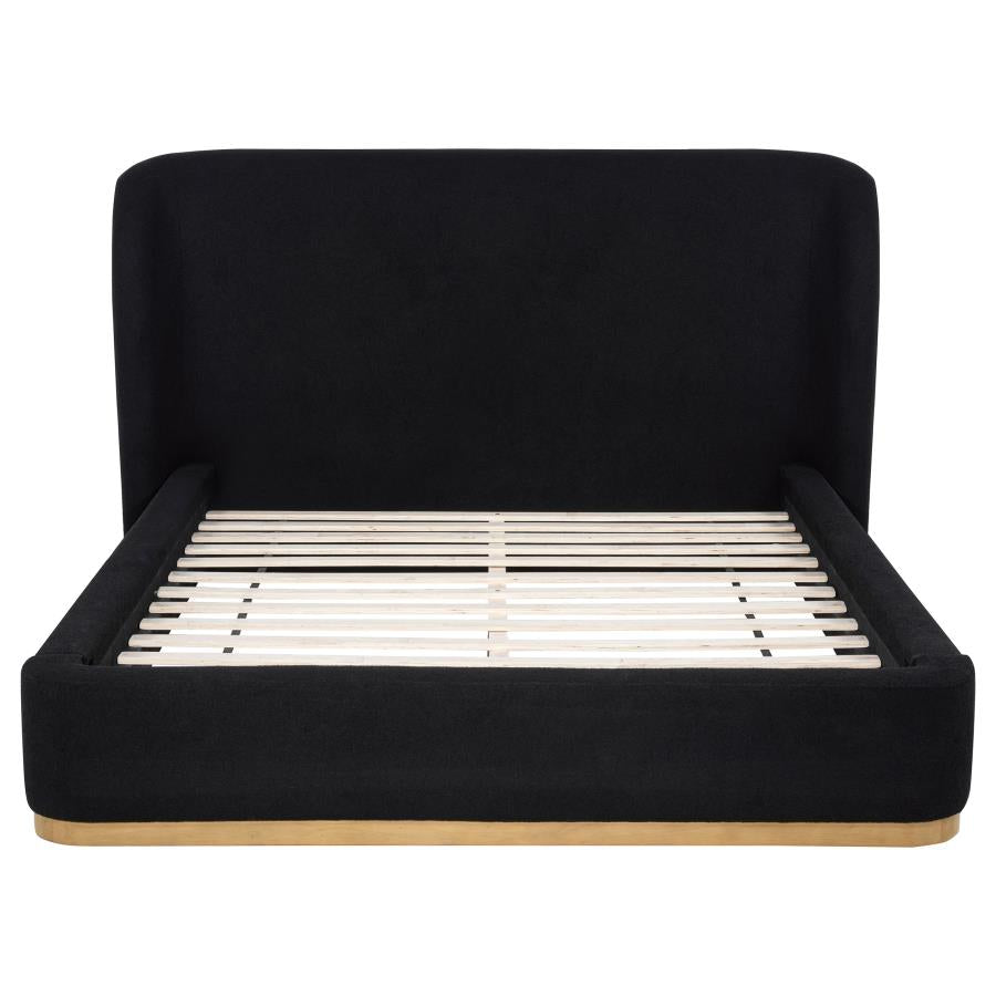 Blaire Upholstered Queen Wingback Platform Bed Black