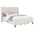 Leslie Upholstered Tufted California King Wingback Platform Bed Beige
