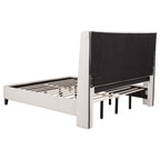 Leslie Upholstered Tufted California King Wingback Platform Bed Beige