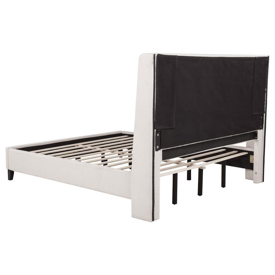Leslie Upholstered Tufted California King Wingback Platform Bed Beige