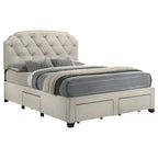Marianna 4-drawer Upholstered Queen Storage Bed Cream