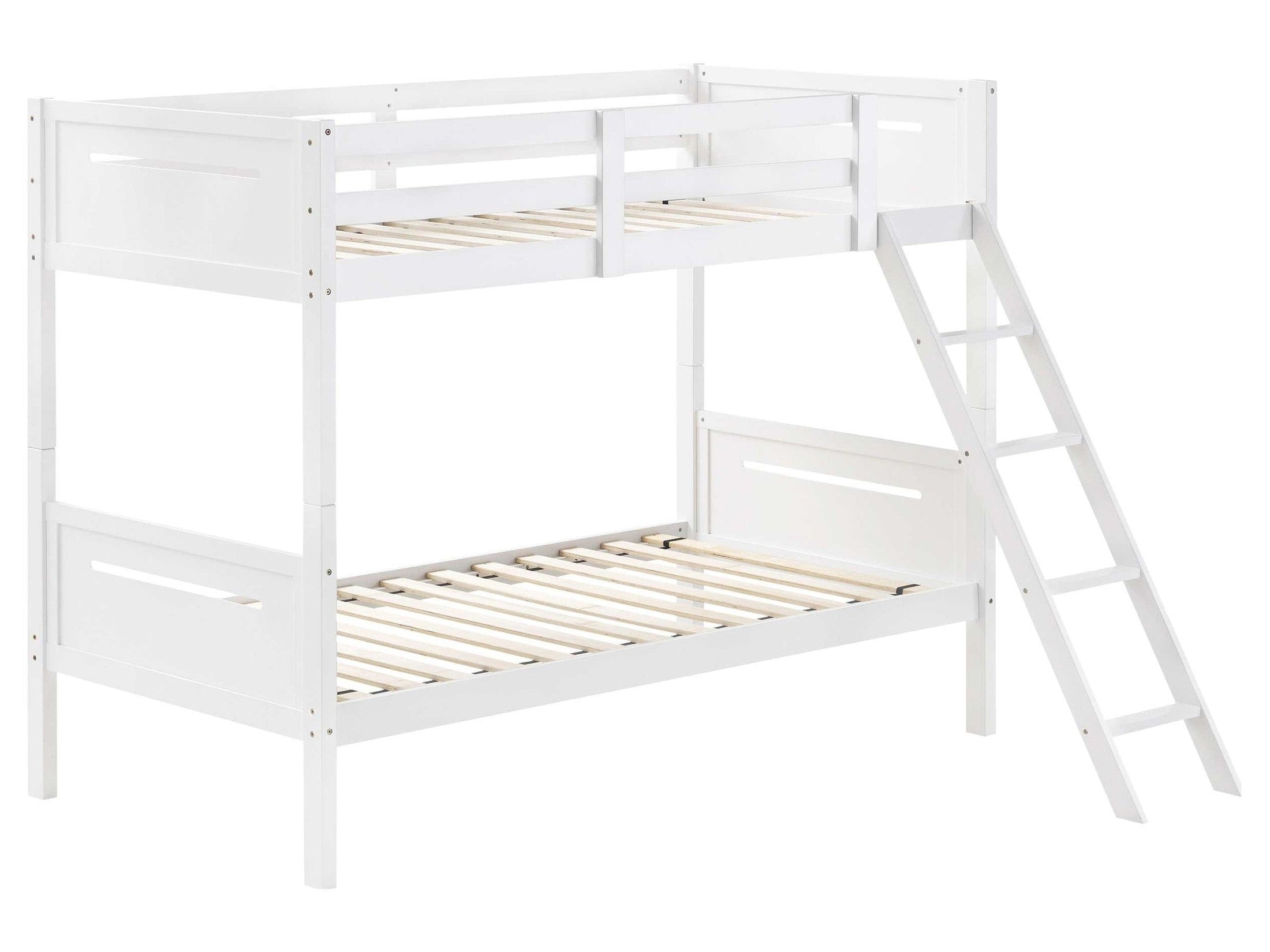 Littleton Wood Twin Over Twin Bunk Bed White