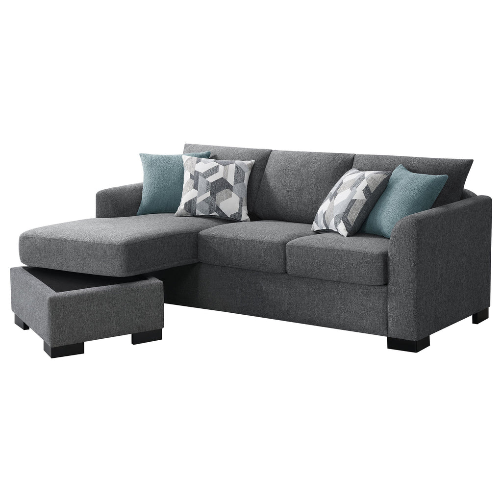 Storey Upholstered Sleeper Sectional Chaise Sofa Dark Grey