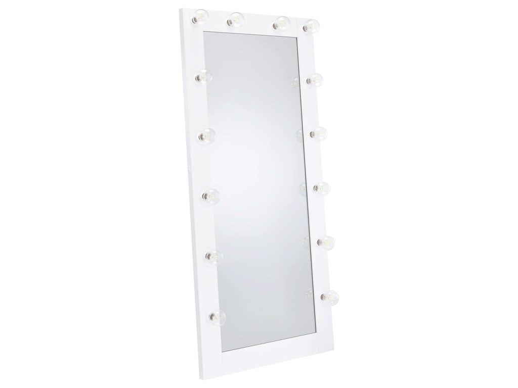 Zayan 32 x 71 Inch Floor Mirror LED Lighting Black Gloss