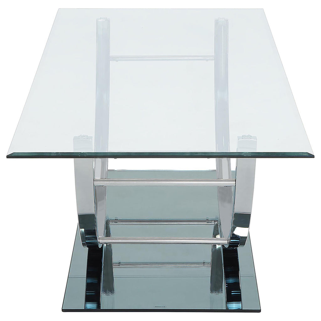 Danville Rectangular U-Shaped Glass Top Coffee Table Chrome