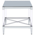 Lindley Square Tempered Mirror Acrylic Side End Table Chrome