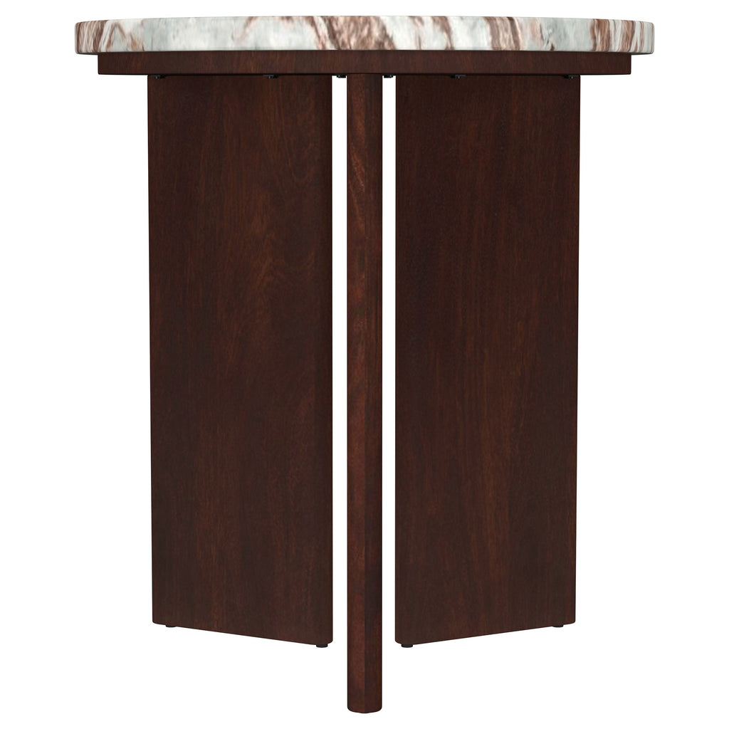Jenna 35-inch Round Marble Top Cocktail Coffee Table Brown