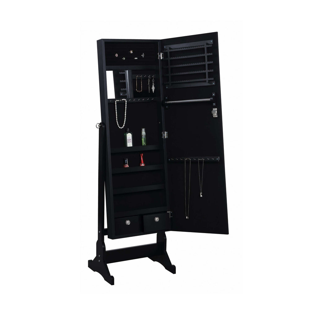Tutuola Cheval Mirror with Jewelry Storage Black