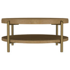 Arini Round Coffee Table With Storage Shelf Sand Wash