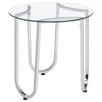 Beller Round Tempered Glass Top Cocktail Coffee Table Chrome