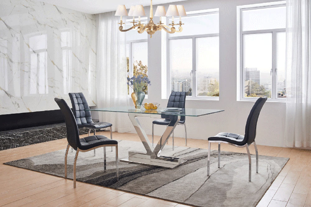 ESF Furniture - Zig Zag 5 Piece Dining Table Set - ZZTABLE180-365-5SET