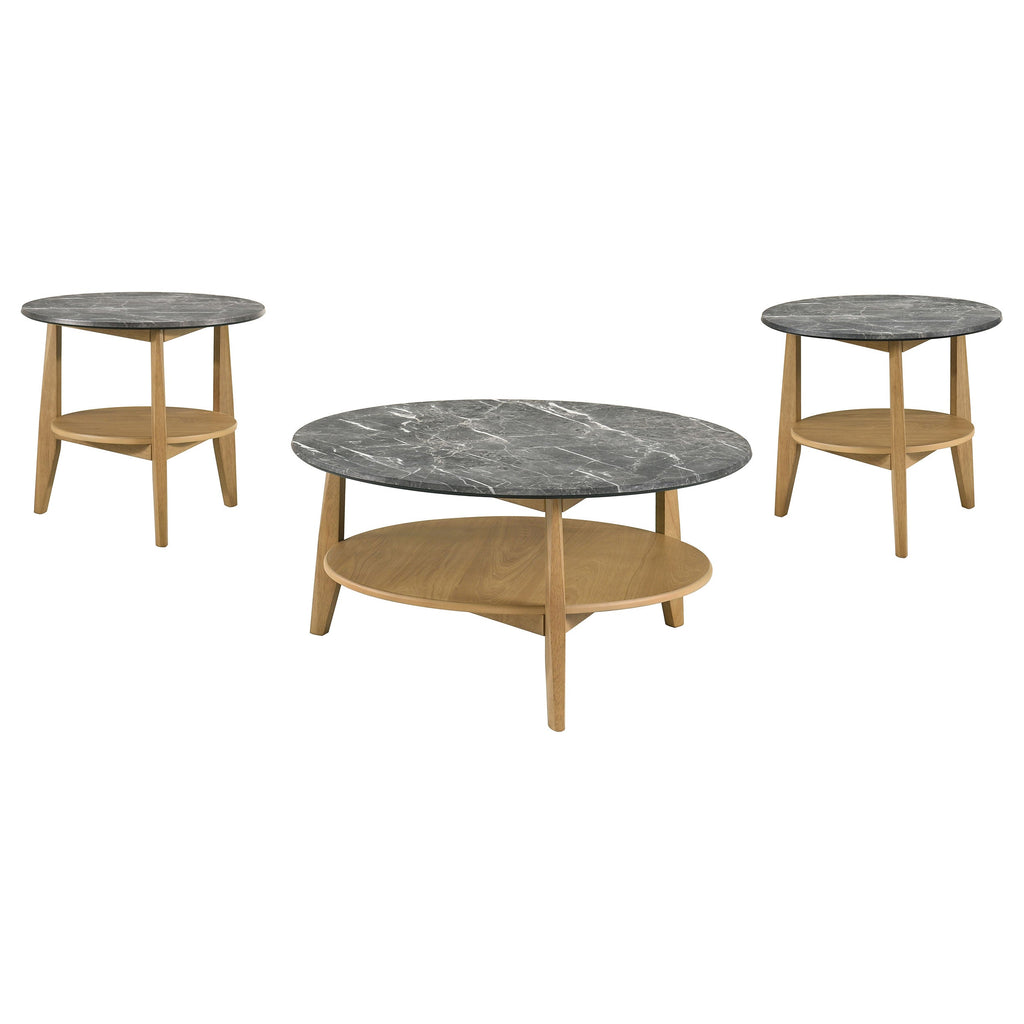 Bradley Round SmartTop Cocktail Coffee Table Grey and Natural