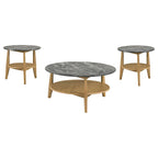 Bradley Round SmartTop Cocktail Coffee Table Grey and Natural