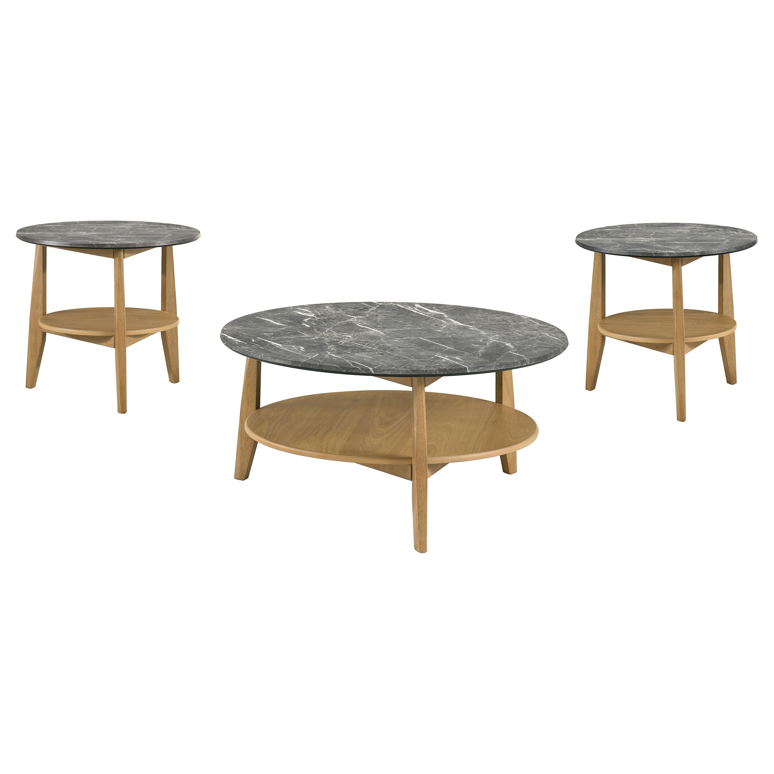 Bradley Round SmartTop Cocktail Coffee Table Grey and Natural