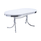 Retro Oval 60-inch Wood Top Dining Table White and Chrome