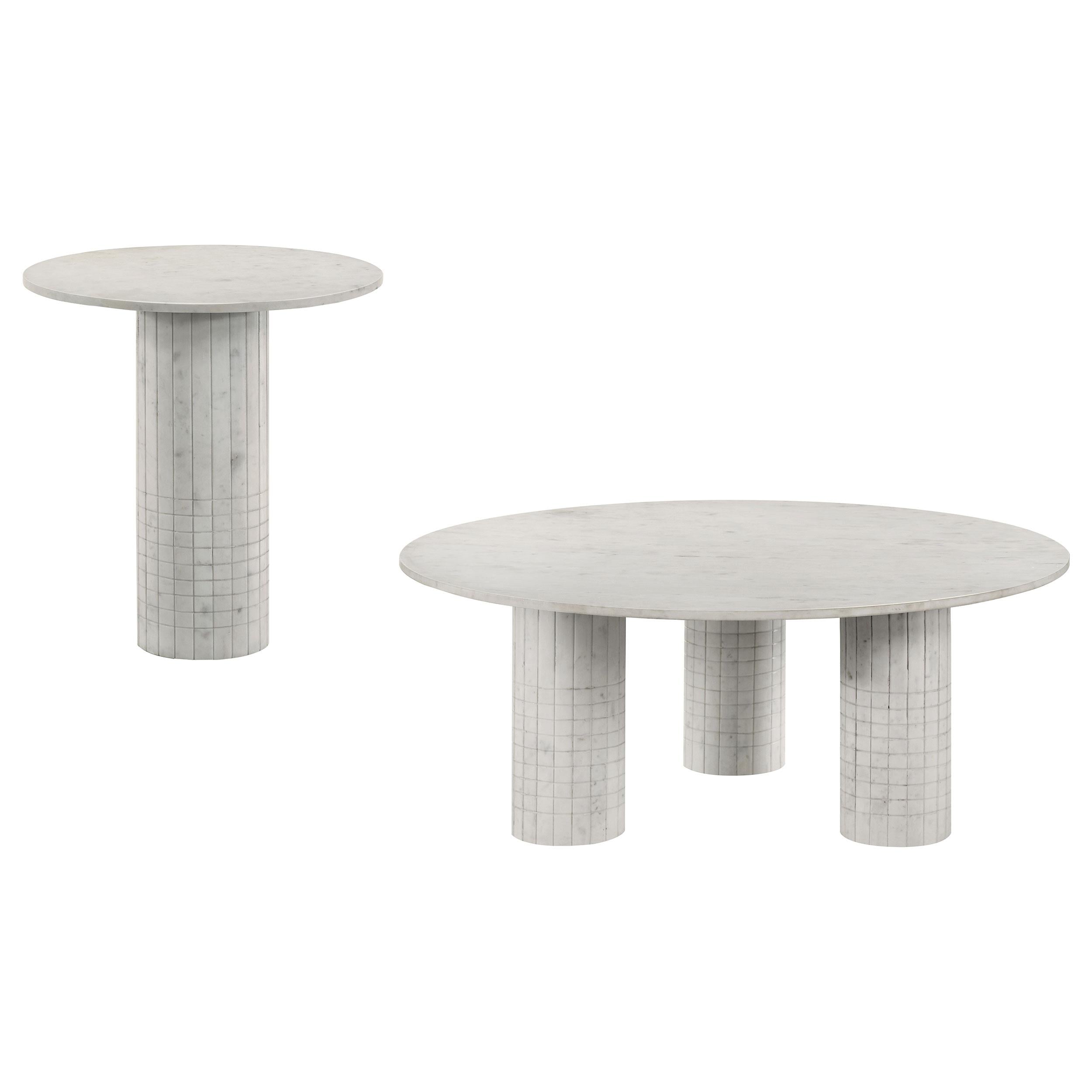 Astoria Round Genuine Marble Coffee Table White