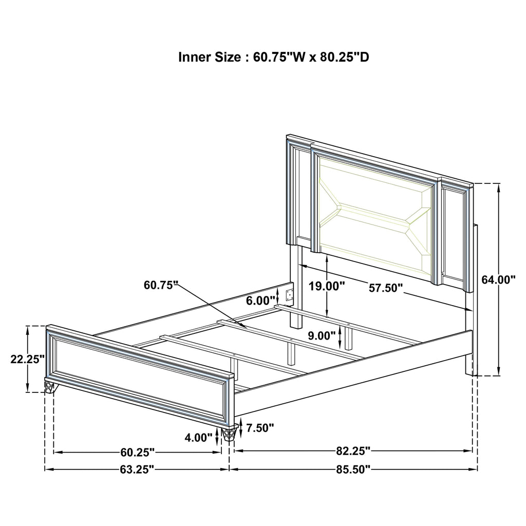 Marmore 64-inch Eastern King Panel Bed LED Headboard White