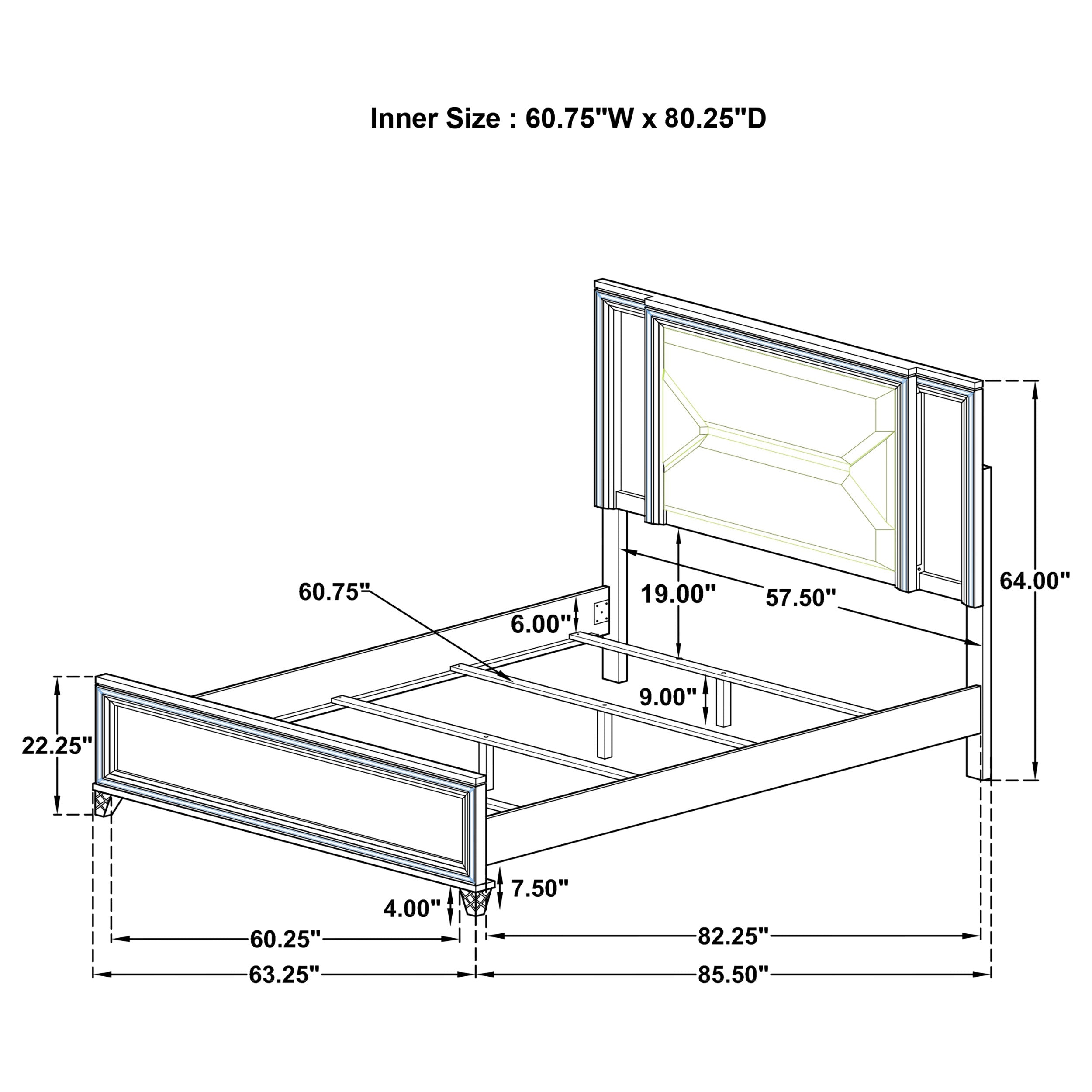 Marmore 64-inch Eastern King Panel Bed LED Headboard White