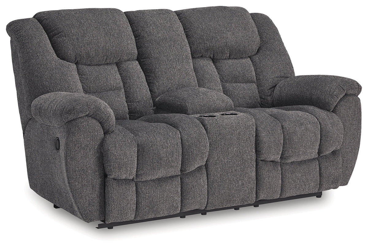 Lumira — 3810494 — DBL Rec Loveseat w/Console / Charcoal — original white product photo