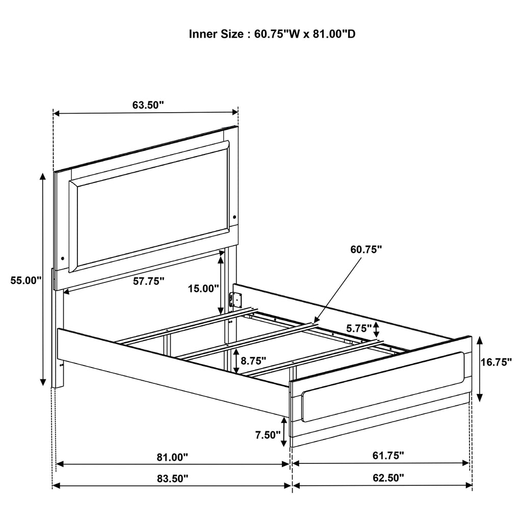 Caraway Wood Eastern King LED Panel Bed White