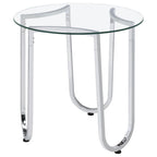 Beller Round Tempered Glass Top Cocktail Coffee Table Chrome
