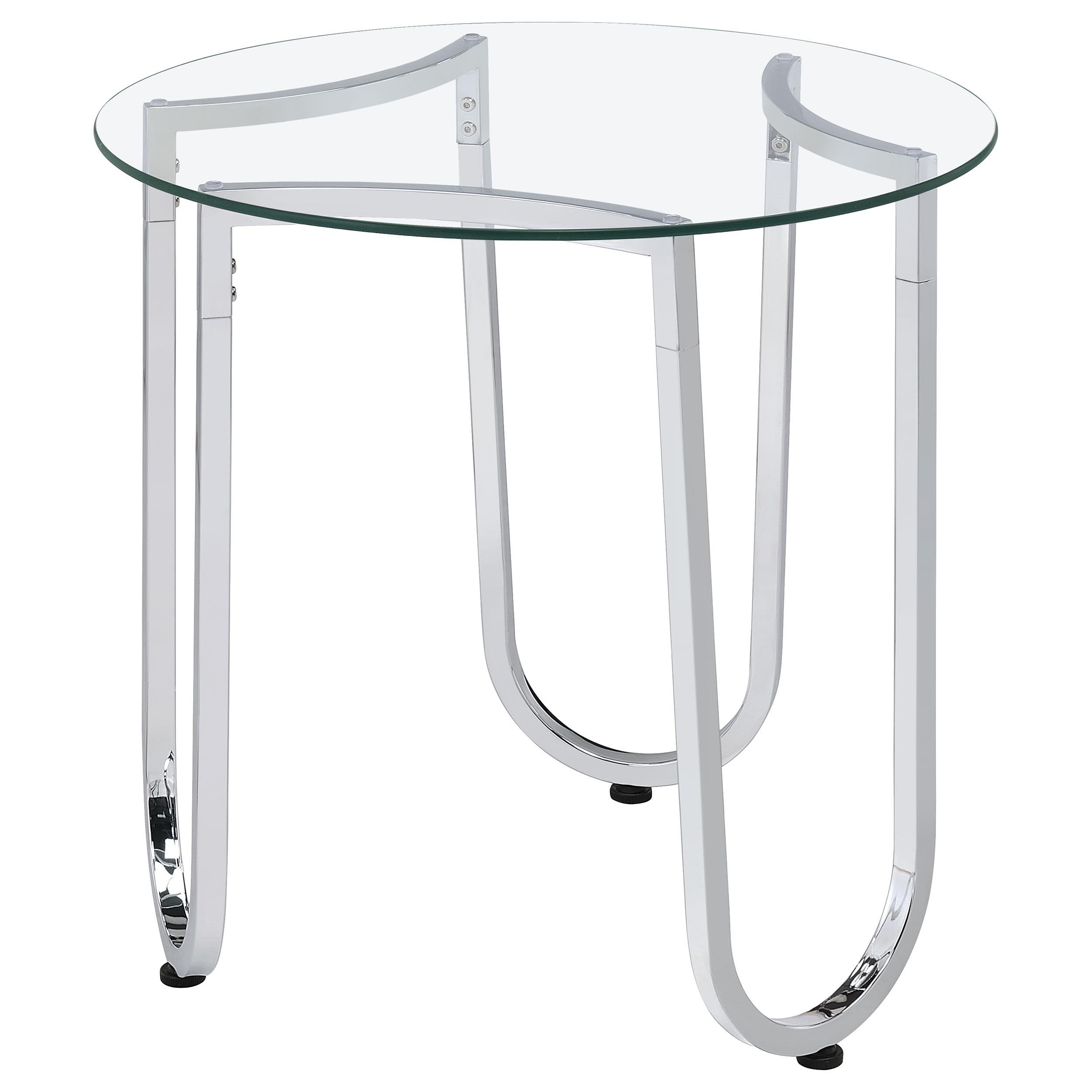 Beller Round Tempered Glass Top Cocktail Coffee Table Chrome