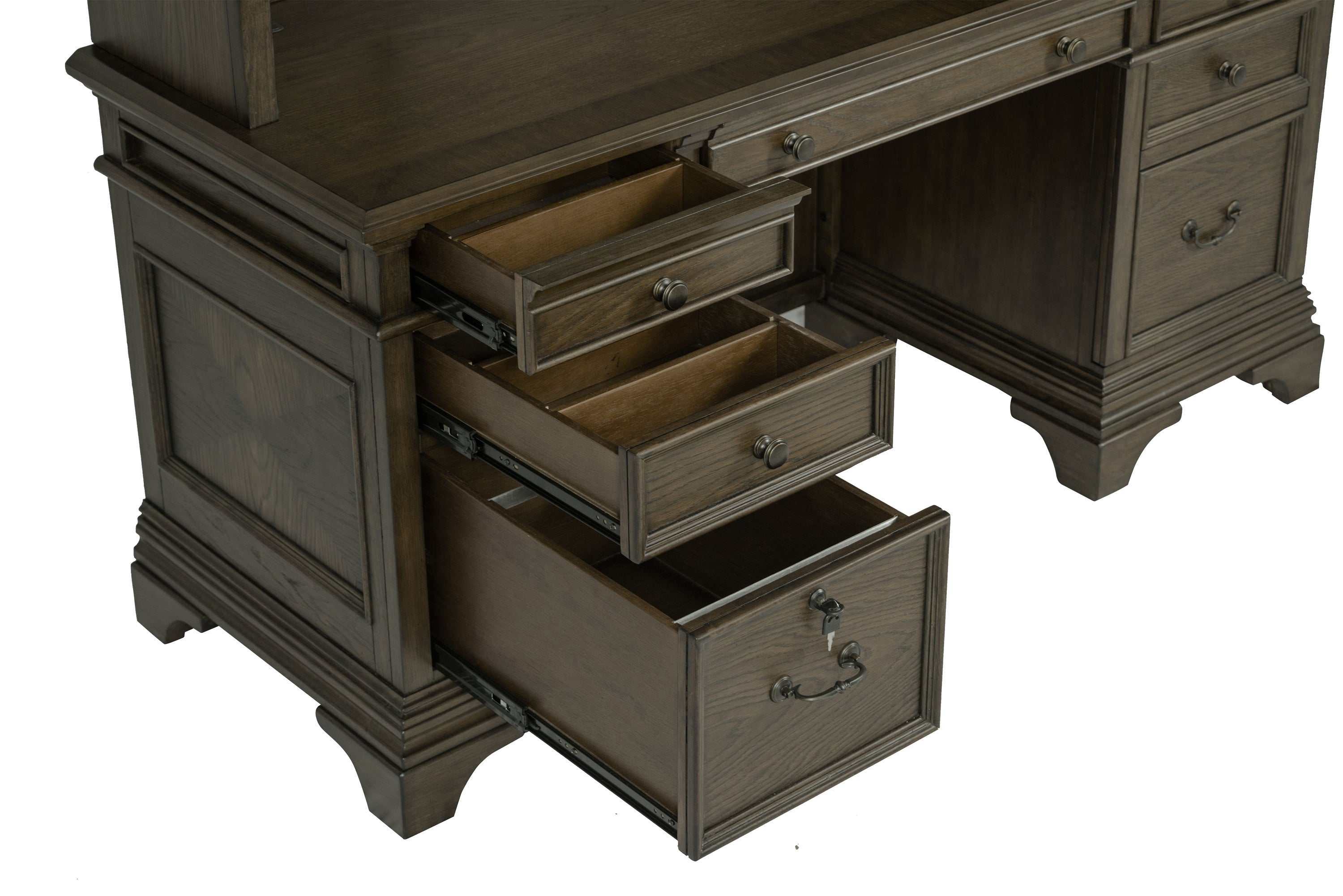 Hartshill 66-inch 5-drawer Credenza with Hutch Burnished Oak