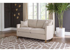 Corliss Upholstered Curved Track Arm Loveseat Beige