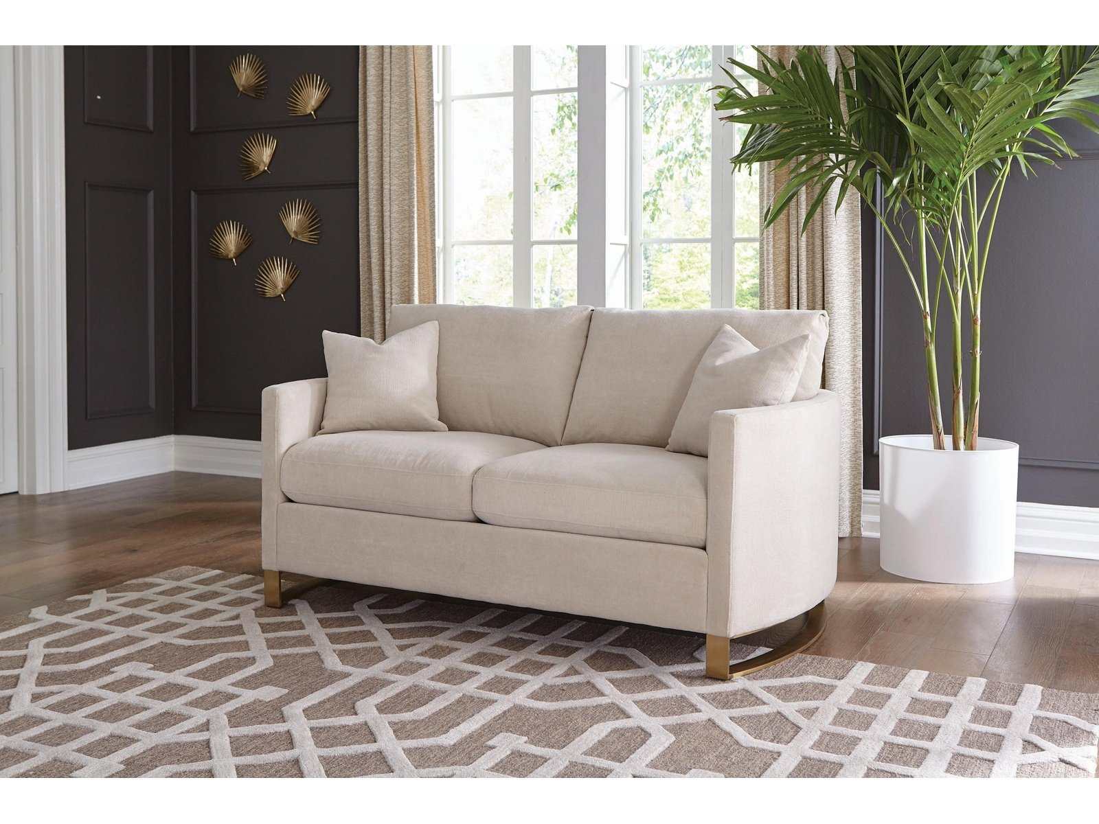 Corliss Upholstered Curved Track Arm Loveseat Beige